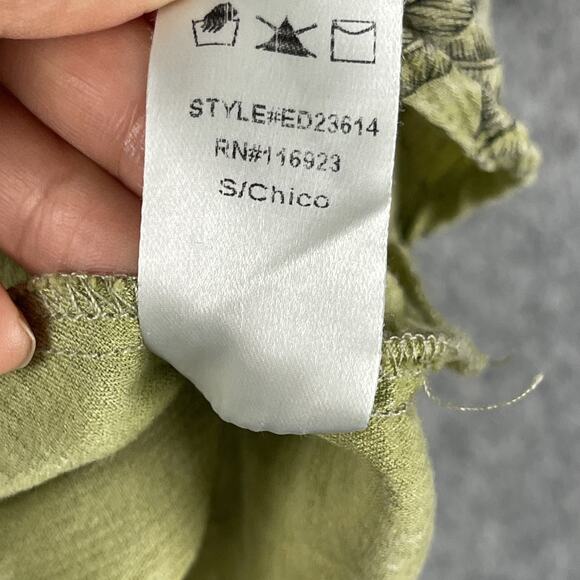 Easel Dress Small Green Tiger Print Button Front Midi Boho Safari Slits Roll Tab - Picture 12 of 16